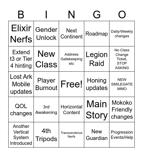 Summer LOAON Fixes Game EZ Bingo Card