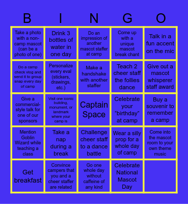 1st Mascot Bingo! Bingo Card
