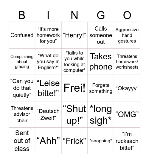 Frau Steen Bingo Card