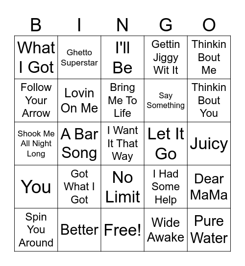 MUSIC Bingo Card