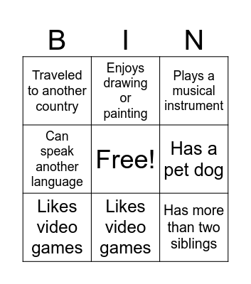 Human Bingo Card