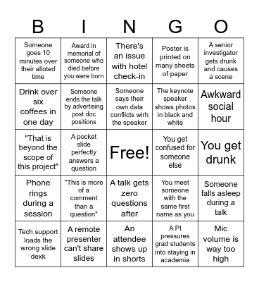 Conference Bingo Card