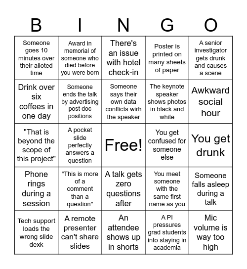 Conference Bingo Card