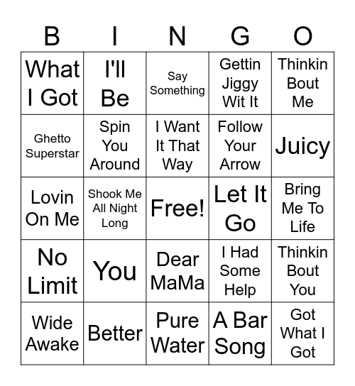 MUSIC Bingo Card