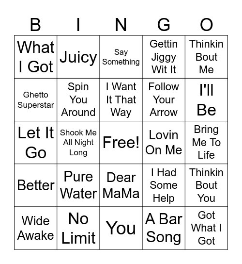 MUSIC Bingo Card