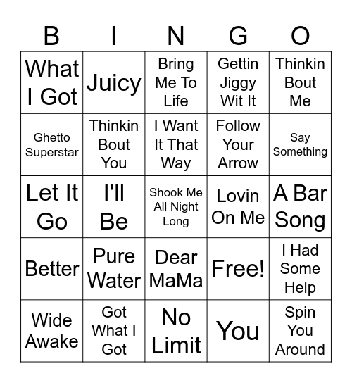 MUSIC Bingo Card