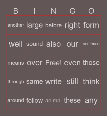 Untitled Bingo Card