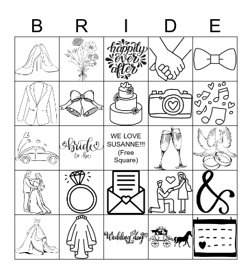 Susanne's Bridal Shower Bingo Card