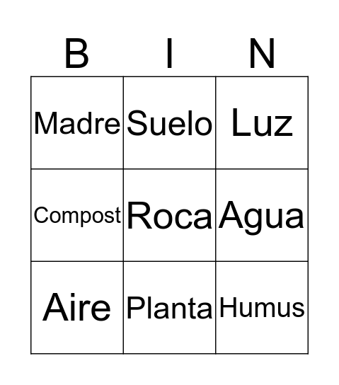 Suelo Bingo Card