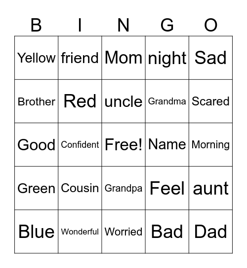 ASL Bingo Card