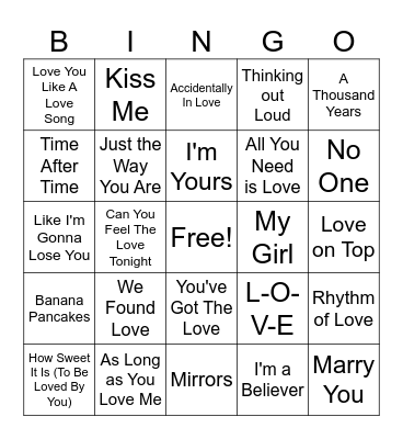 MUSIC BINGO Card