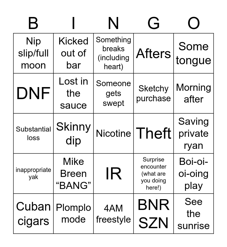 Miami Bingo Card