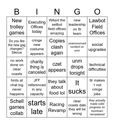 ttr Bingo Card