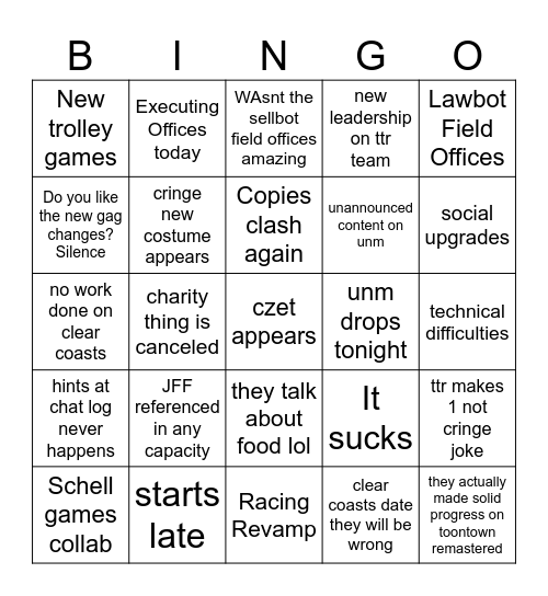 ttr Bingo Card