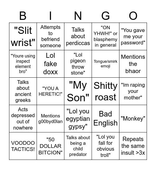 naum Bingo Card