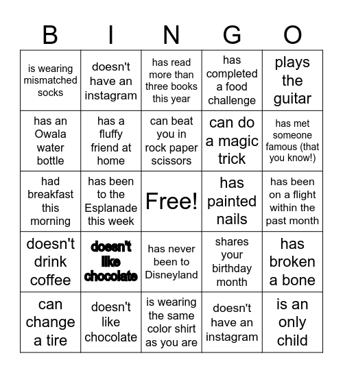 | HUMAN BINGO |  Find someone who... Bingo Card