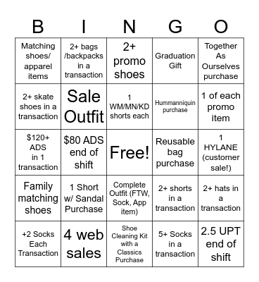 SUMMER STAPLES SALE Bingo Card