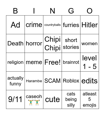 Yt shorts bingo Card