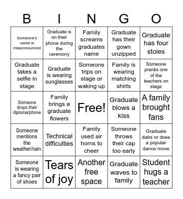 Graduation bingo Card