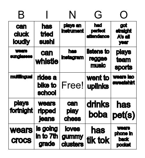 Untitled Bingo Card