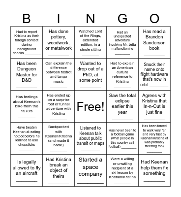 make new friends! Bingo Card