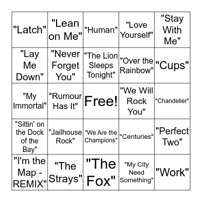 Musical Bingo Card