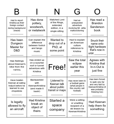make new friends! Bingo Card