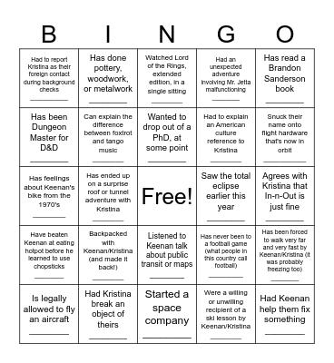 make new friends! Bingo Card