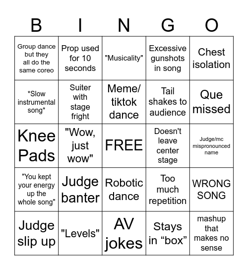 Furry Dance Comp Bingo (furlandia) Bingo Card