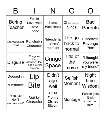 Disney Bingo Card