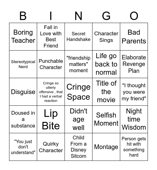 Disney Bingo Card