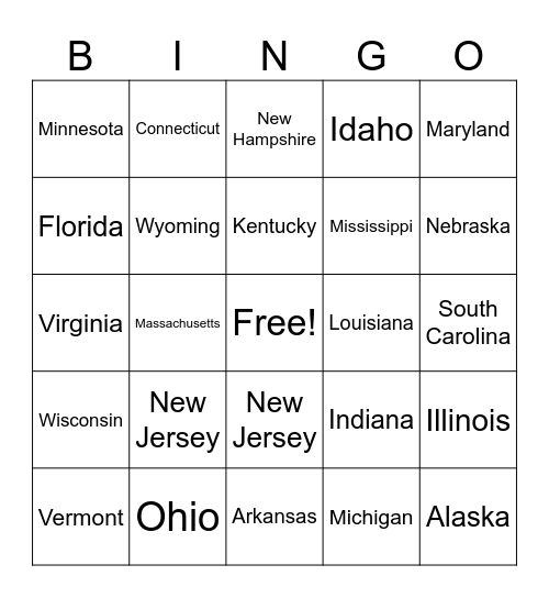 license plates Bingo Card