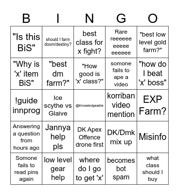 dragonfable df-help bingo Card