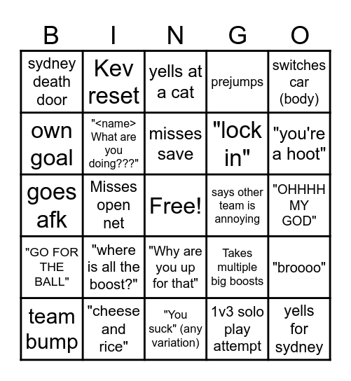 RL With Kevin Bingo Card