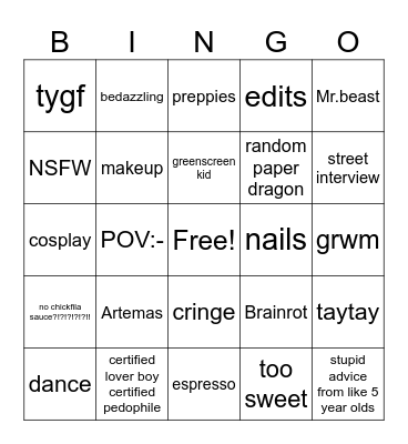 yts Bingo Card
