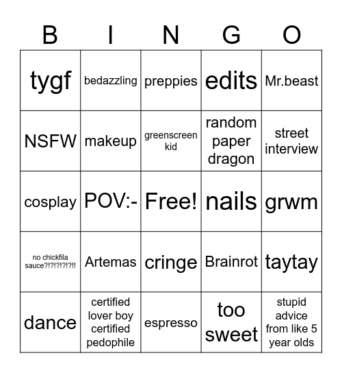 yts Bingo Card