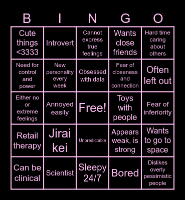 Runa Kinnie Bingo Card