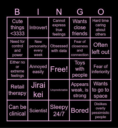 Runa Kinnie Bingo Card