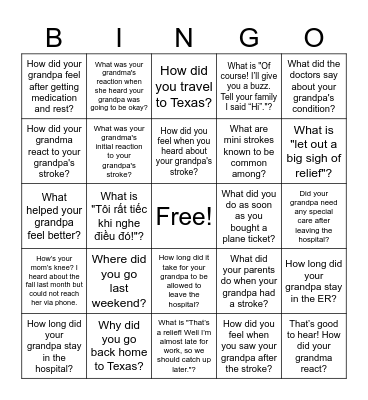 Past Tense Bingo Card