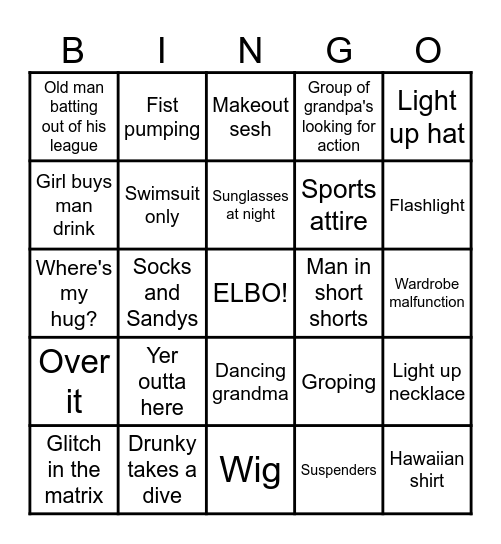 ELBO ROOM REVISED Bingo Card