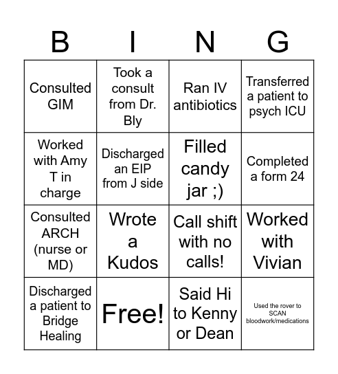 J SIDE BINGO (Psychiatrists) Bingo Card