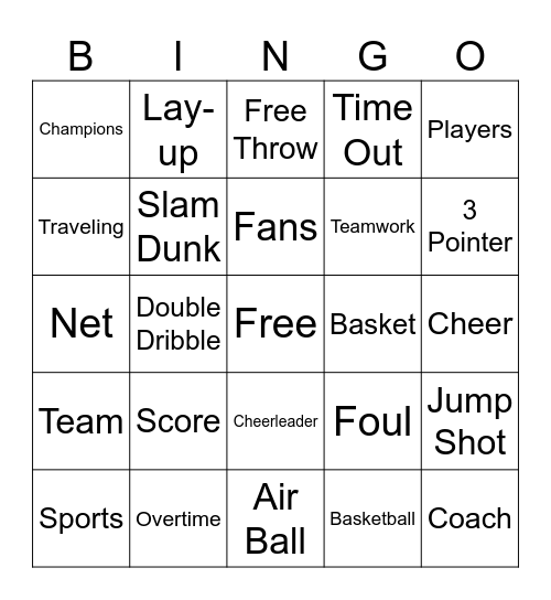 Basketball Bingo Card