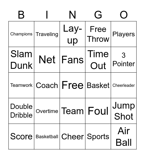 Basketball Bingo Card