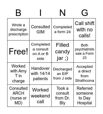 J SIDE BINGO (Psychiatrists) Bingo Card