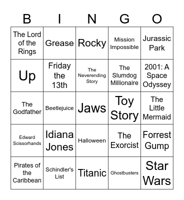 Five-0-Five Music Bingo - Movie Theme Songs Bingo Card