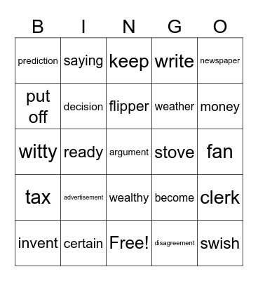 Ben Franklin Part 1 & 2 Bingo Card