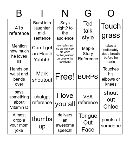 Huy Bingo! Bingo Card