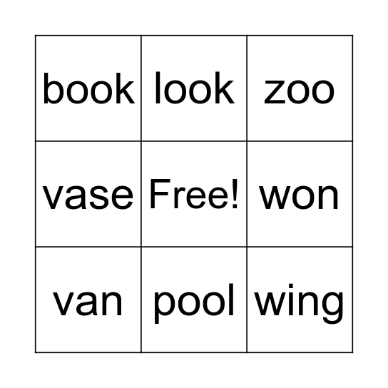 Jolly Phonics Group 5 BINGO Card