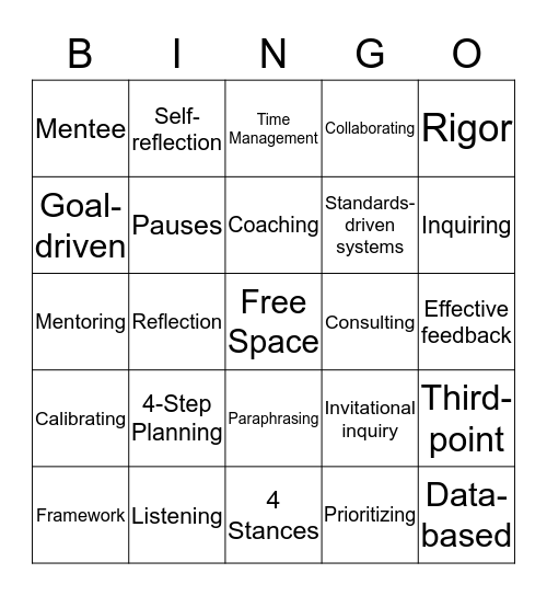 Mentor Bingo! Bingo Card
