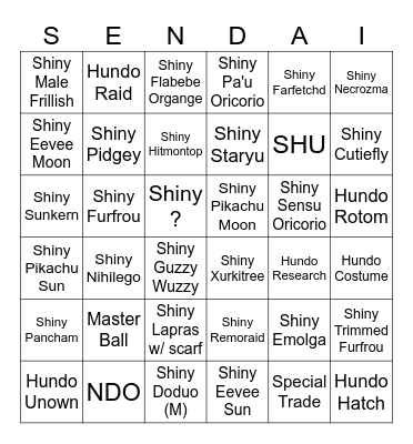 Sendai Go Fest Bingo Card
